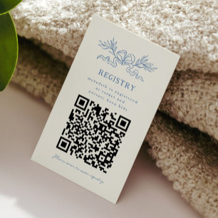 QR-kod presentregistreringslista Blå band Baby Sho Tilläggskort