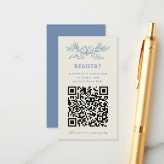 QR-kod presentregistreringslista Blå band Baby Sho Tilläggskort