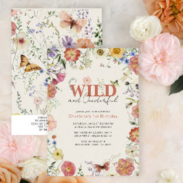 QR-kod Pressade blommor, Vild och födelsedag Inbjudningar
