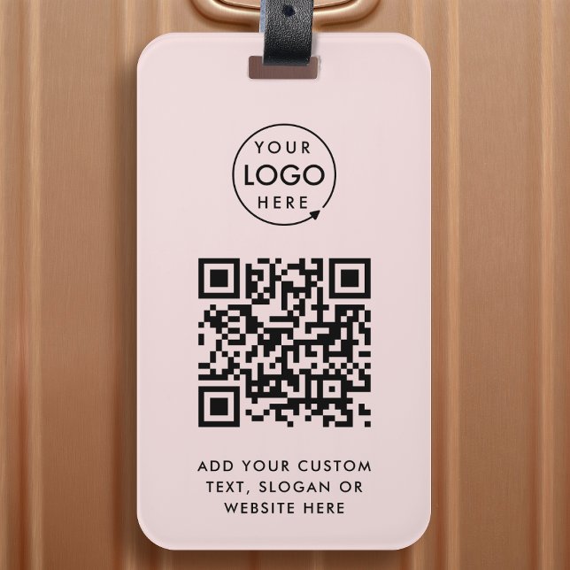 QR-kod | Professionell för  Rosa Logotyp Bagagebricka (Versatile editable luggage tag template with interactive QR code & your company branding.)