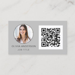 QR-kod, Professionell Foto Silver Grått Visitkort