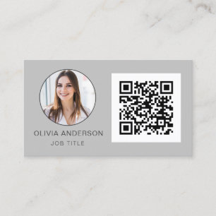 QR-kod, Professionell Foto Silver Grått Visitkort