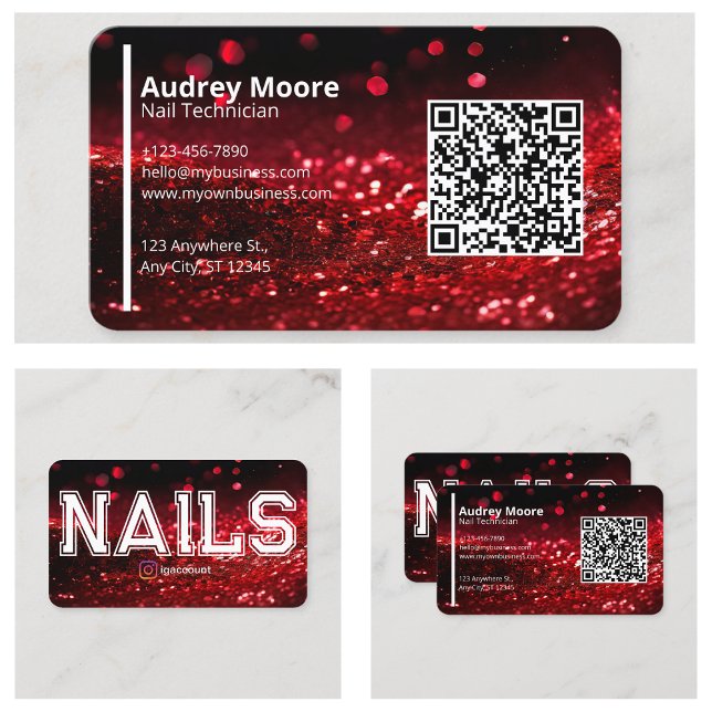 QR-kod Professionell Kreativ Nageltekniker Visitkort (QR Code Professional Creative Nail Technician Business Card
)