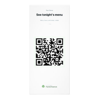 QR-kod Rack-kort för restauranger och hotell, Kund Reklamkort