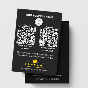QR-kod recension av småföretag GOOGLE och YELP Visitkort
