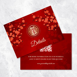 QR-kod Red Cherry Blommar China Bröllop Tilläggskort