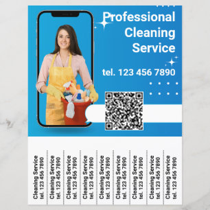 QR-kod Rengöringstjänst Folder Avrivbara Remsor