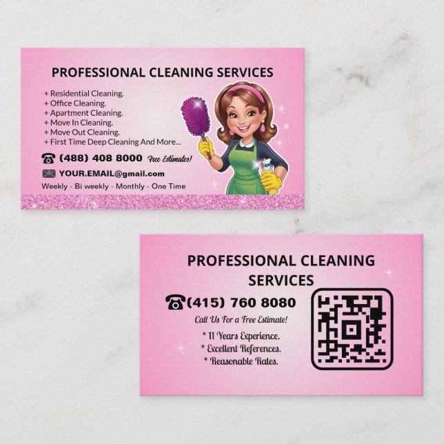 QR-kod Rengöringstjänst Visitkort (Fram/baksida)