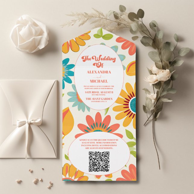 QR-kod Retro typografi sommar sol bröllop (Skapare uppladdad)