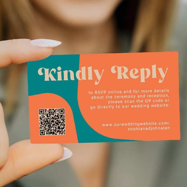 QR-kod retrobröllop budget online RSVP Tilläggskort (Skapare uppladdad)