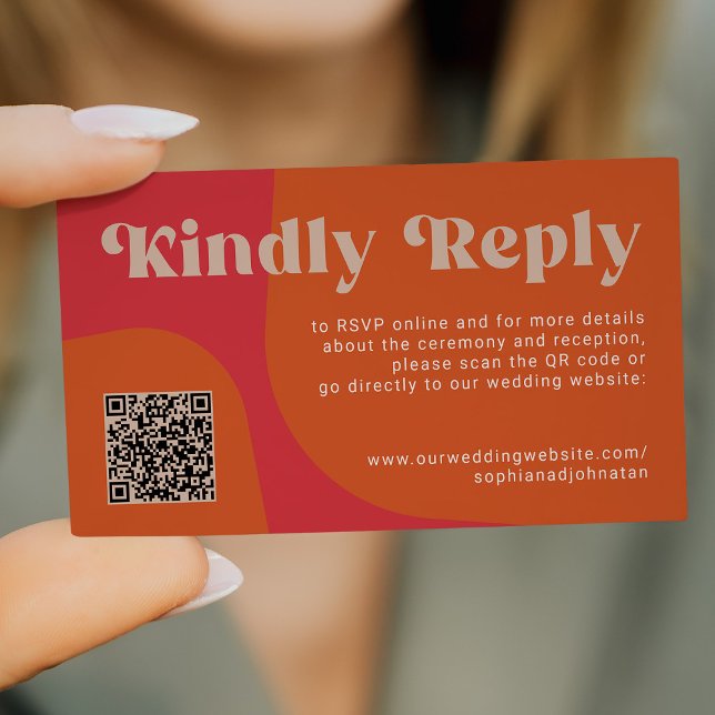 QR-kod retrobröllopsbudget online RSVP Tilläggskort (Skapare uppladdad)