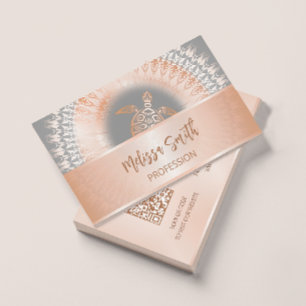 QR-kod Ro Guld Mandala Turtle Visitkort