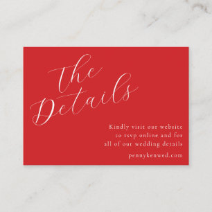 QR-kod Röd för elegant Script Bröllop-webbplats Tilläggskort