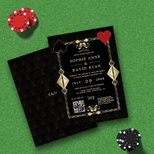 QR-kod Rörande 20:e Guld Art Deco Bröllop Inbjudningar