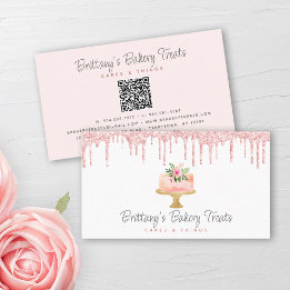 QR-kod  Rosa Cake Glitter Drives Pastry Chef Visitkort