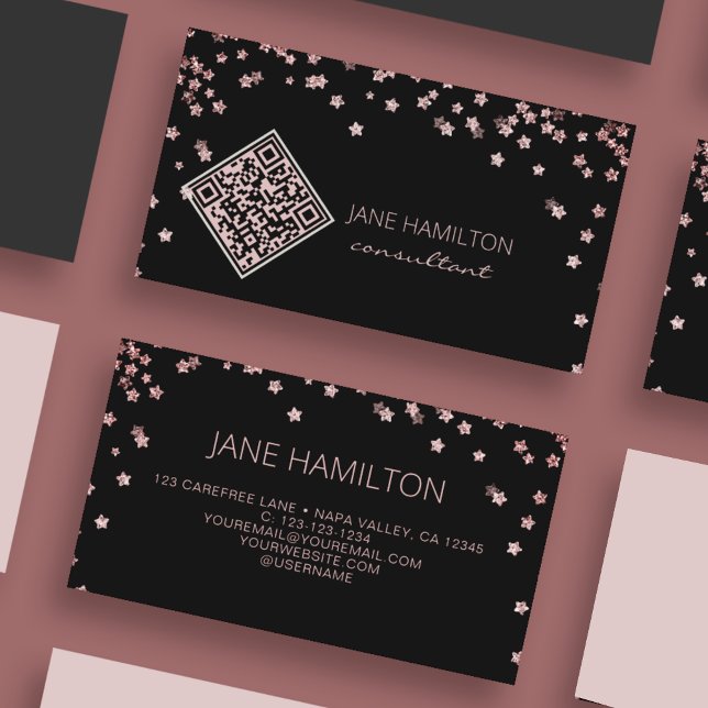 QR-kod Rosa Glitter Modern Visitkort (Skapare uppladdad)
