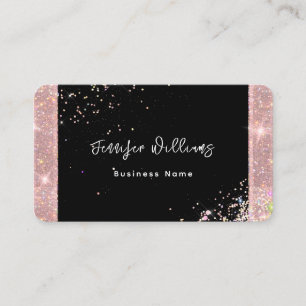 QR-kod Rosa Guld Glitter Trendig Svart Visitkort