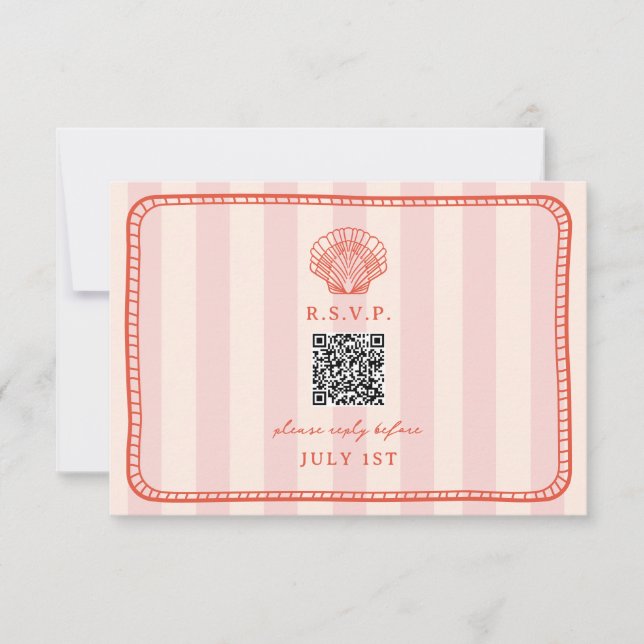 QR-kod Rosa Rand Snäcka Bröllop QR OSA (Framsida)