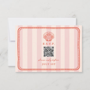 QR-kod Rosa Rand Snäcka Bröllop QR OSA Kort
