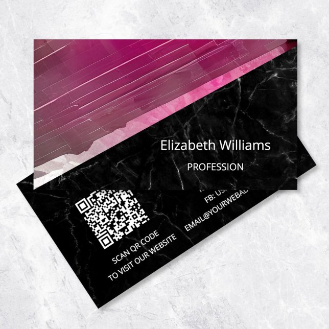 QR-kod | Rosa Tourmaline Gemstone Crystal Busines Visitkort (Skapare uppladdad)