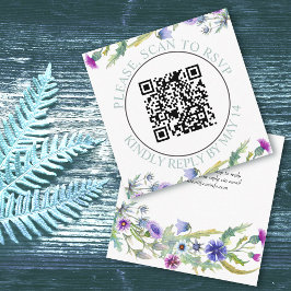 QR-kod RSVP, akvarell vilda blommor bröllop Tilläggskort