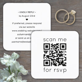 QR-kod RSVP Bröllopswebbplats Fyrkantigt kuvertkor Visitkort