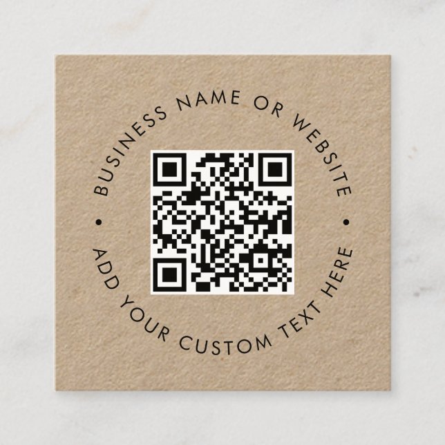 QR-kod | Rustic Kraft Modern Minimal Professionell Fyrkantigt Visitkort (Framsida)