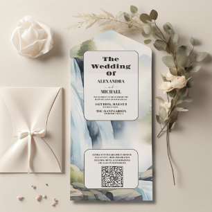 QR-kod Rustic Mountain Waterfall Boho Bröllop