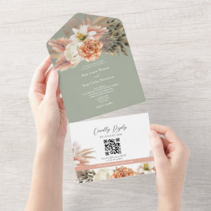 QR-kod Sage Grön Blommig Bröllop