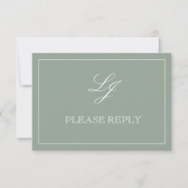 QR-kod Sagegrön Script Monogram Bröllop RSVP OSA Kort