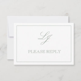 QR-kod Sagegrön Script Monogram Bröllop RSVP OSA Kort