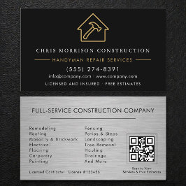 QR-kod Silver Metallisk Handyman Konstruktion Visitkort