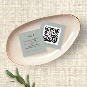 QR-kod Silver Salvia Grön Bröllop RSVP Inlaga Tilläggskort