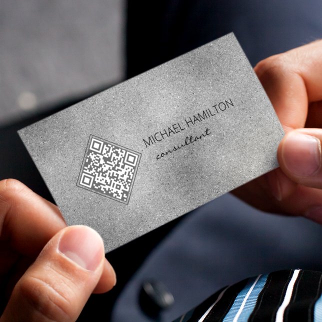 QR-kod Silver Shimmer Visitkort (Skapare uppladdad)