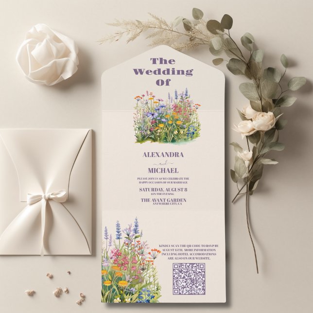 QR-kod Simple Wildblommor Botanical Garden Weddin (Skapare uppladdad)