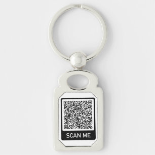 QR-kod - skanna mig Professionell Personlig Modern Rektangulärt Silverfärgad Nyckelring