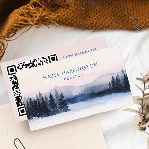 QR-kod Skannbara berg Vattenfärg utomhus Visitkort