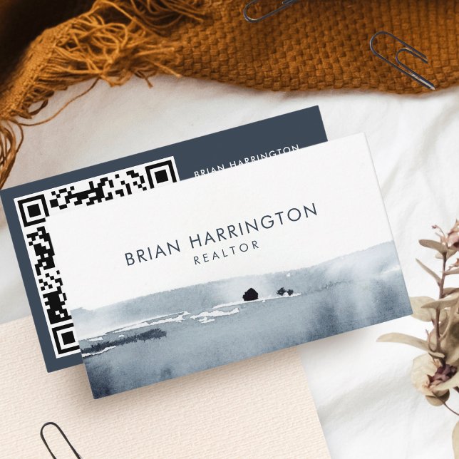 QR-kod - skannerbar minimalistisk Soft Grått-vatte Visitkort (Skapare uppladdad)