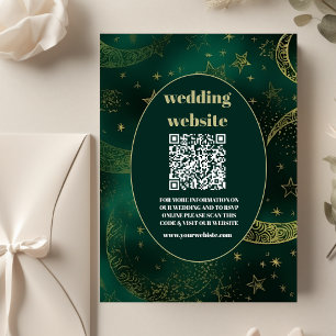 qr-kod Smaragdgrön Guld Celestiala Bröllop Tilläggskort