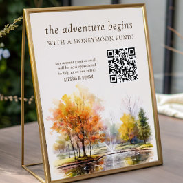 QR-kod Smekmånadsfond Höst Sjö Land Hochzeit Poster