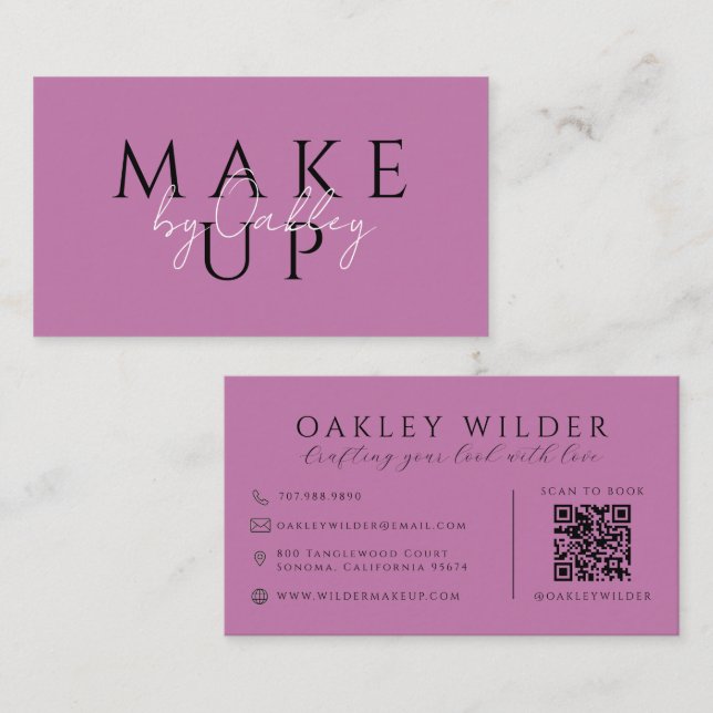 QR-kod Sminkartist Lilac Visitkort (Fram/baksida)