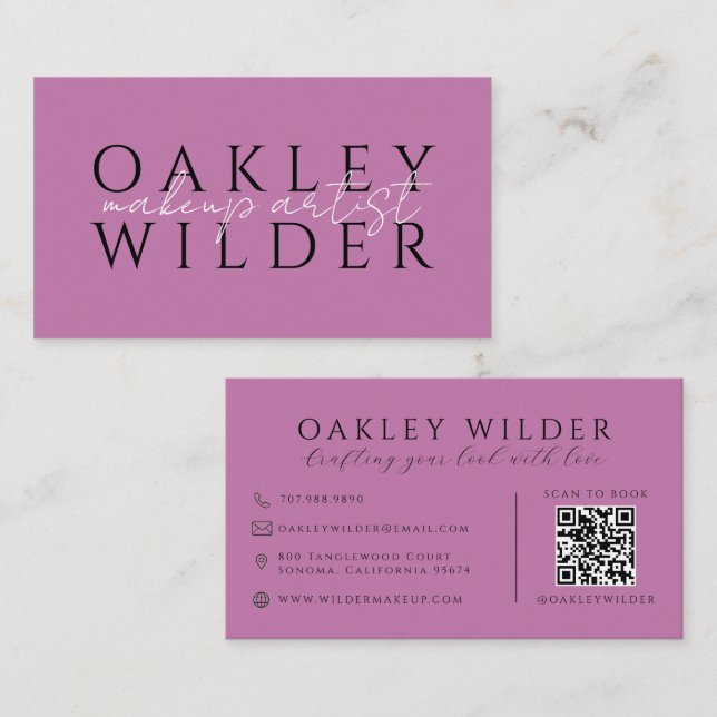 QR-kod Sminkartist Lilac Visitkort (Fram/baksida)