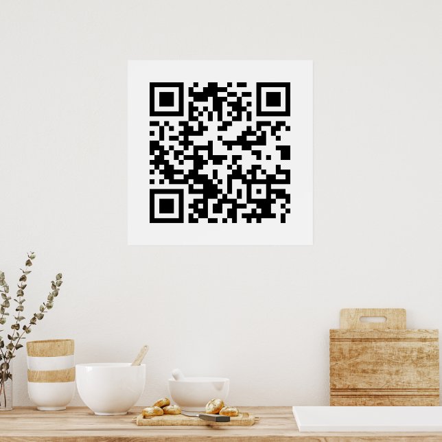 QR-kod, snabbsvarskod, svartvitt och svartvitt Poster (Kök)