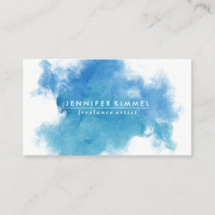 QR-kod Social Media Blue Watercolor Visitkort