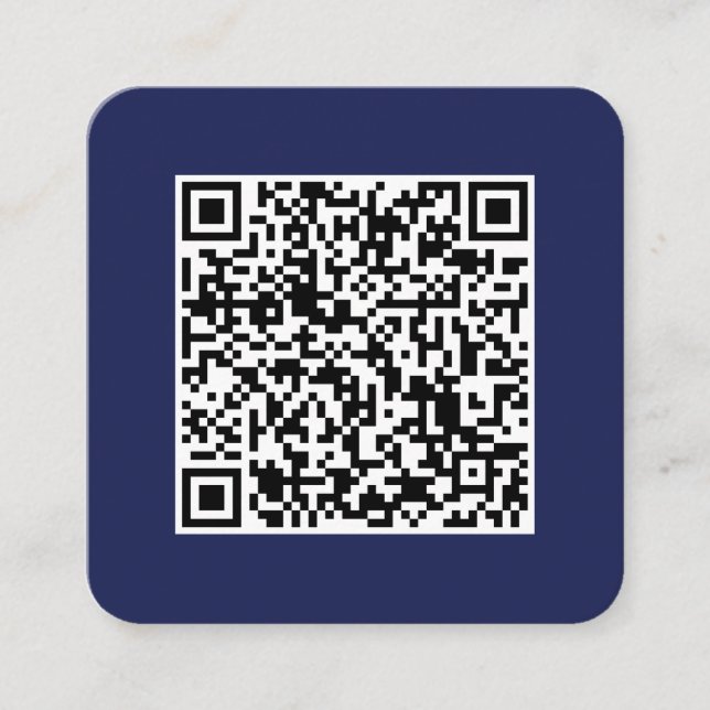 QR-kod-Social Media-Modern-Simple-Navy Blue Fyrkantigt Visitkort (Framsida)