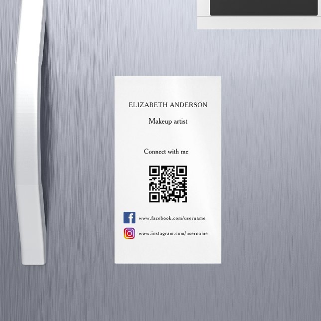 Qr-kod social medivit svart, magnetiska visitkort (Skapare uppladdad)