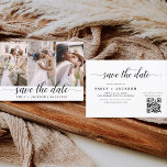 QR-kod - Spara foto för modern Elegant 3 Spara Datumet<br><div class="desc">QR-kod - Modern och Elegant liggande Vågrät tre (3) Foto Spara datummagnet Bröllop med handskript,  skrivstil. Datuminbjudningsmagneten innehåller skripttypografi och chic och enkel design som du kan lägga till ditt anpassade förlovning-fotografi bild till.</div>