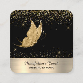 *~* QR-kod Star Guld Glitter Butterfly Mystical Fyrkantigt Visitkort