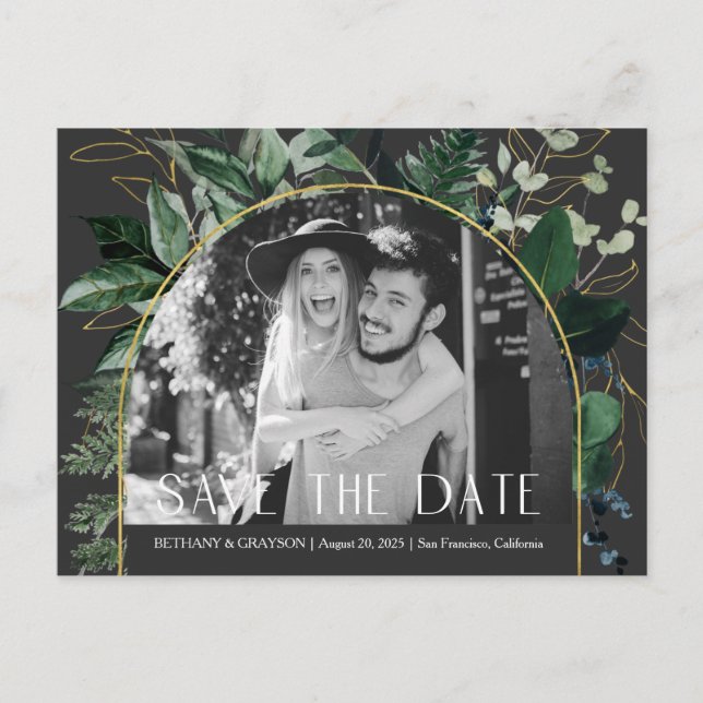 QR-kod, Stilig modern botanisk fotobespara datum Meddelande Vykort (Framsida)