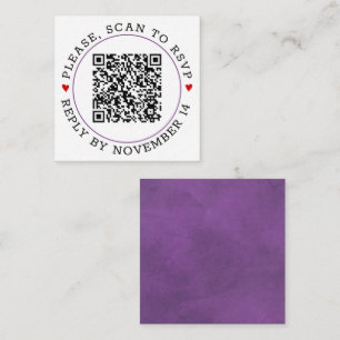 QR-kod svarar violett kant och hjärtan bröllop Tilläggskort